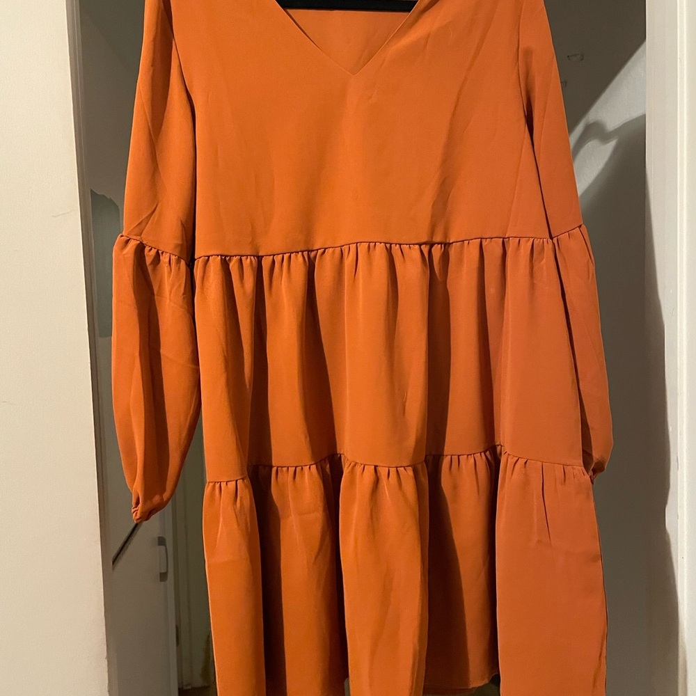 Amazon Vibrant Orange Long Sleeve Dress